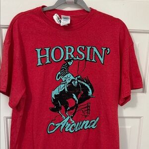 Horsin' Around Red Graphic Tee